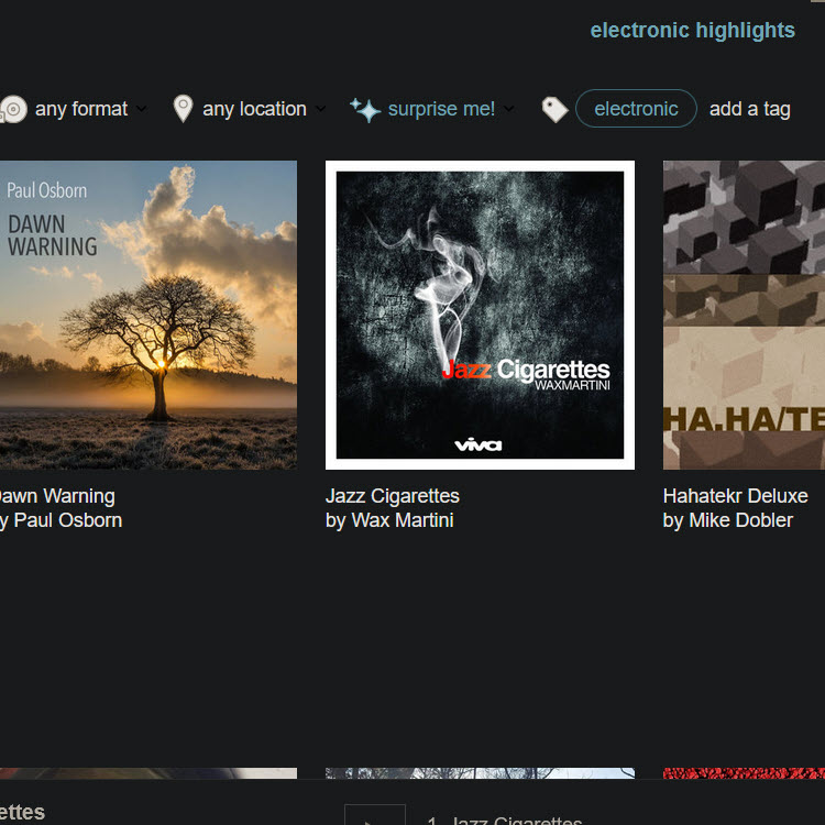 The Bandcamp search function